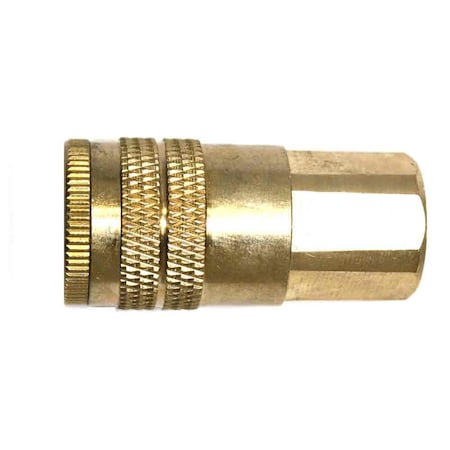 1/4 Inch Industrial Brass Coupler X 1/4 Inch Female NPT